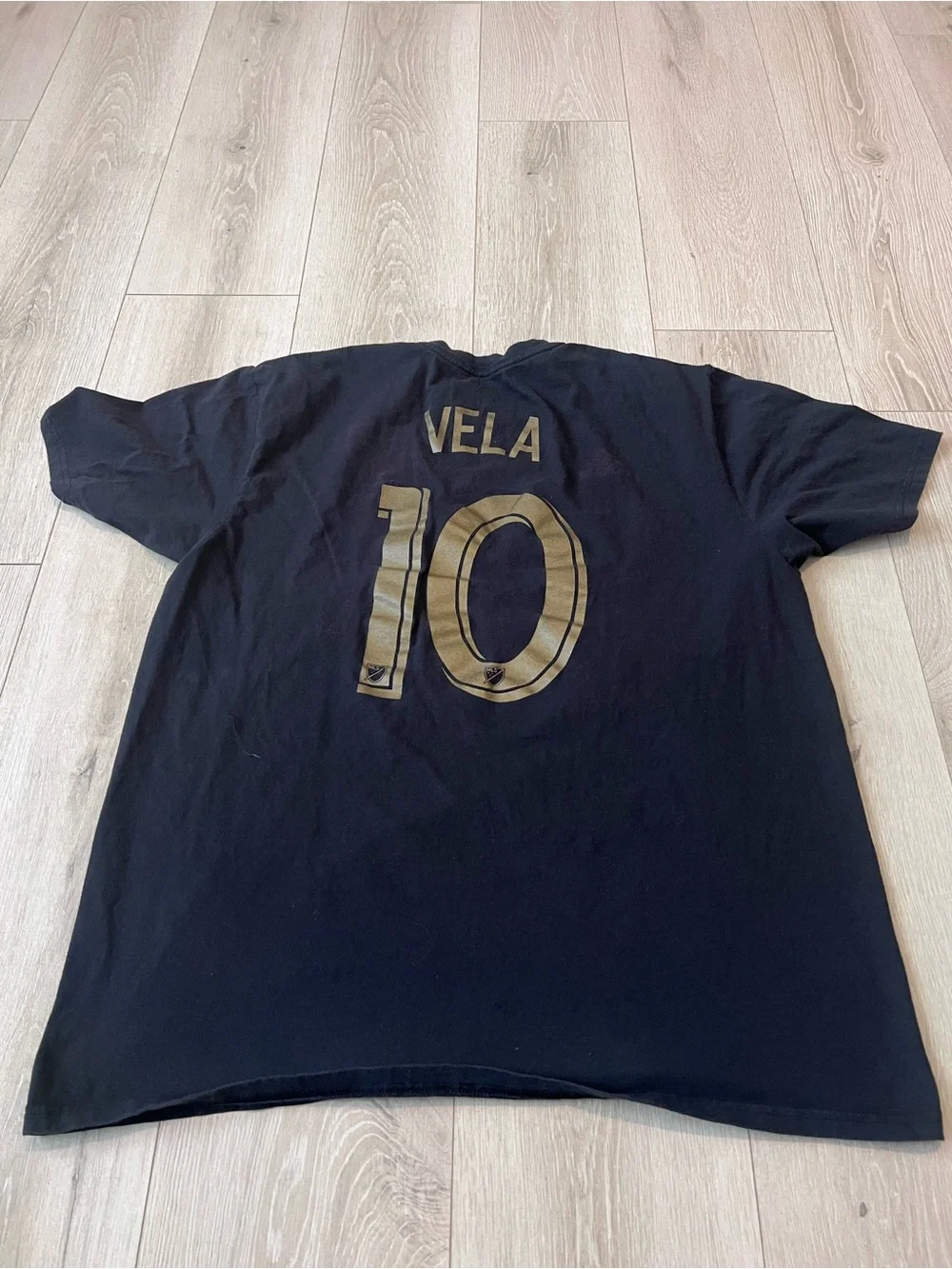 adidas Black LAFC Short-Sleeve Logo Tee with Gold Accents